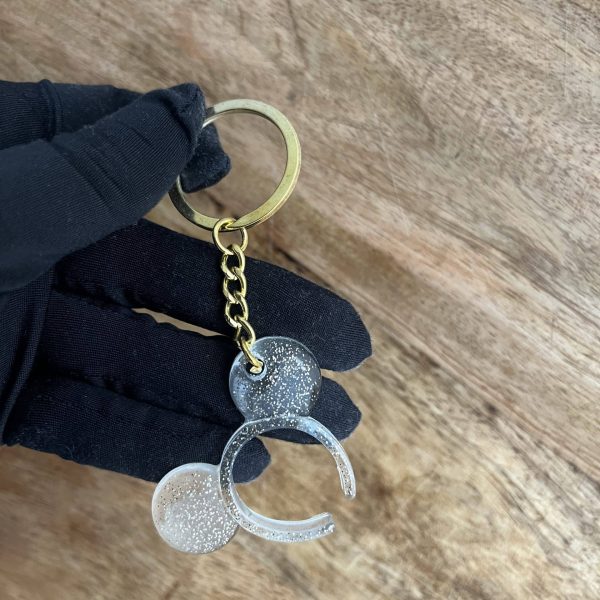 Porte clé Mickey transparent Paillettes Or clair